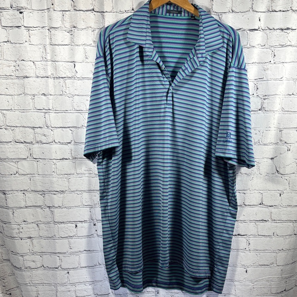 Men's Striped Polo Shirt - Blue, Purple and Mint Green